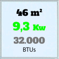 9,3 Kw - 32000 BTU - 46 m²